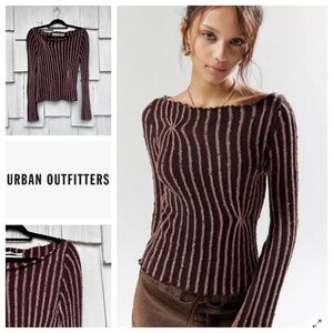 Silence + Noise Stripe Off Shoulder Top